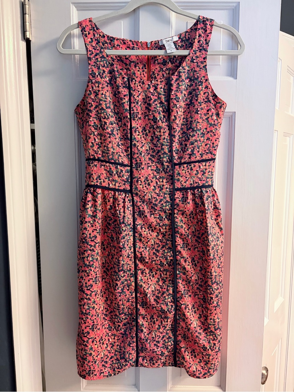 Bar III Confetti Floral Sleeveless Sheath Dress Pink Navy Blue Size S